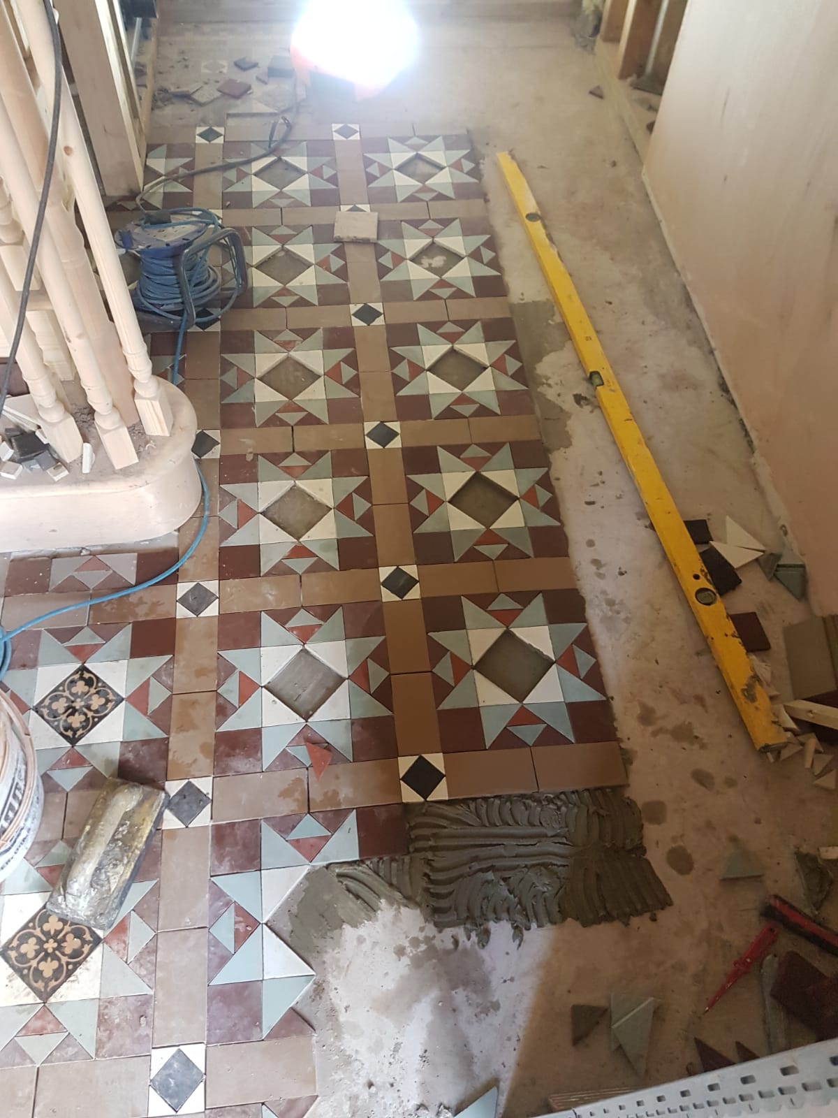 Victorian Tiled Hallway Floor During Extention in Bridgend