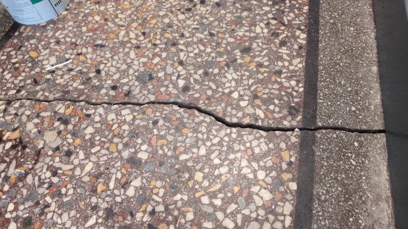 Cracked Terrazzo Floor Before Restoration Pontarddulais Swansea Cracked Terrazzo Floor Before Restoration Pontarddulais Swansea